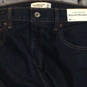 Abercrombie & Fitch Women's Dark Blue Straight Leg Jeans